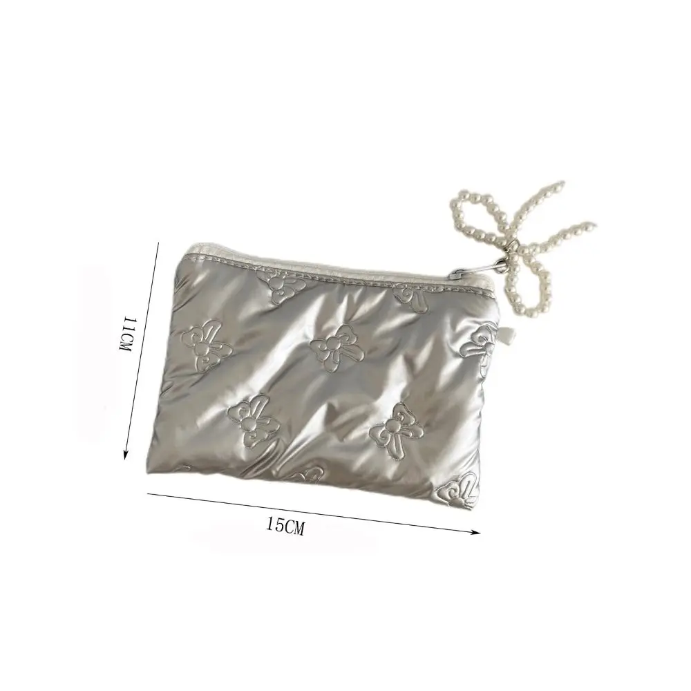 Compact Bow Design Draagbare Opbergtas Rits Knop Parel Hanger Sanitaire Mat Tas Tissue Portemonnee Make-up Tas