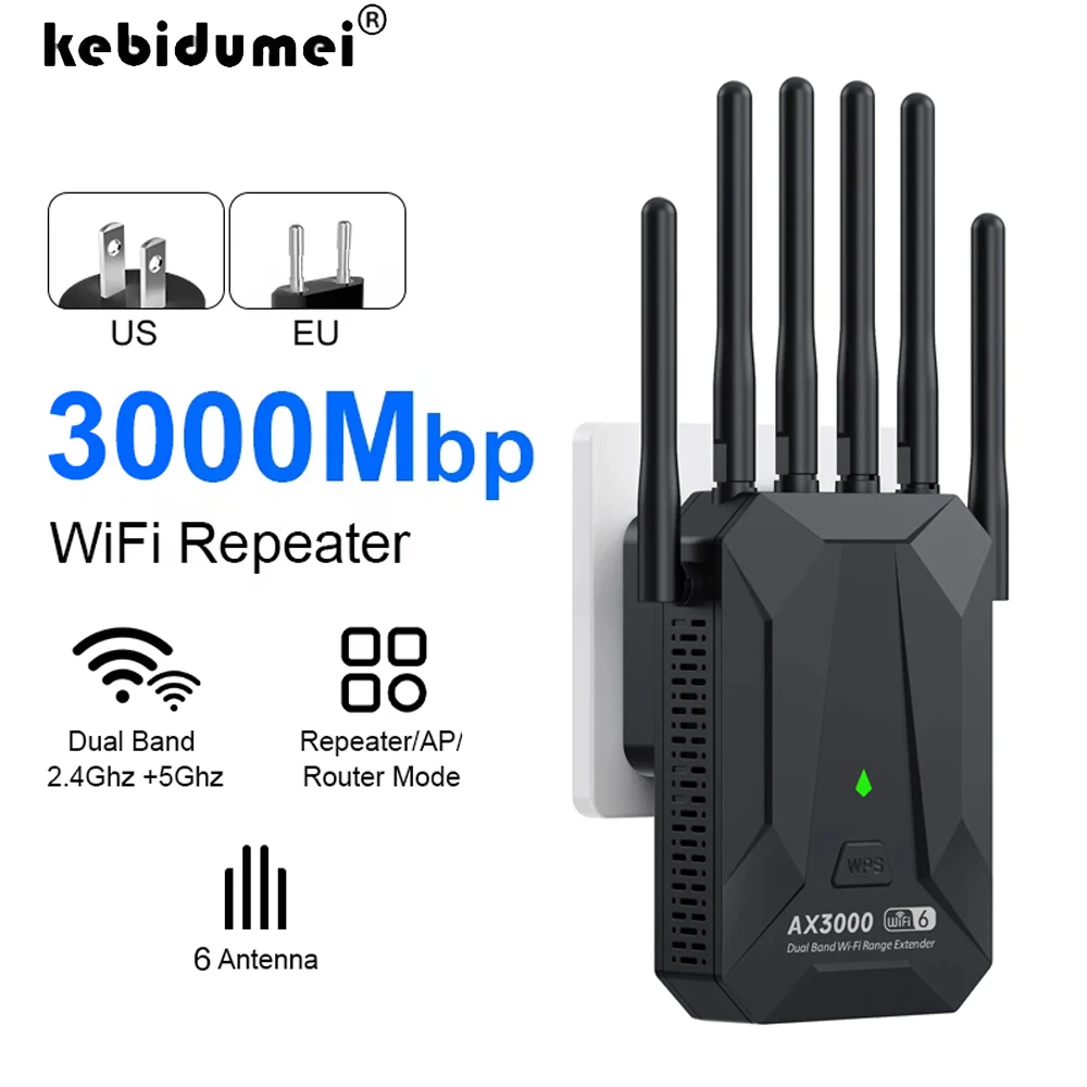 

WiFi6 3000 Мбит/с беспроводной повторитель двухдиапазонный 2,4 ГГц 5 ГГц Wi-Fi удлинитель Wi-Fi 6 усилитель дальний усилитель расширения сигнала