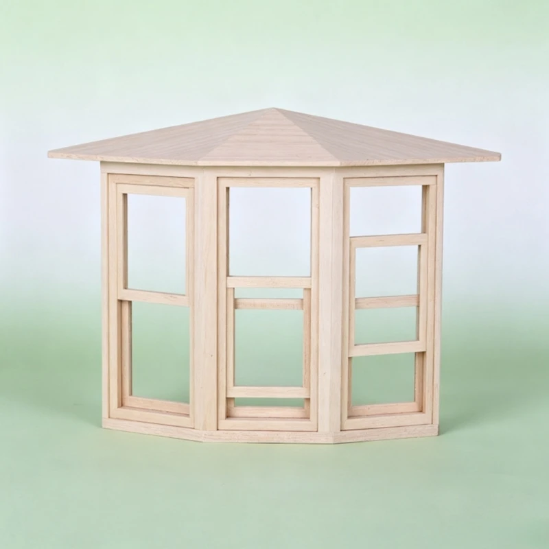 Miniature Dollhouses Furniture Mini House Window Piece in 1:12 Scale With Roofed Frame and Pane Sections for Miniature 15UB