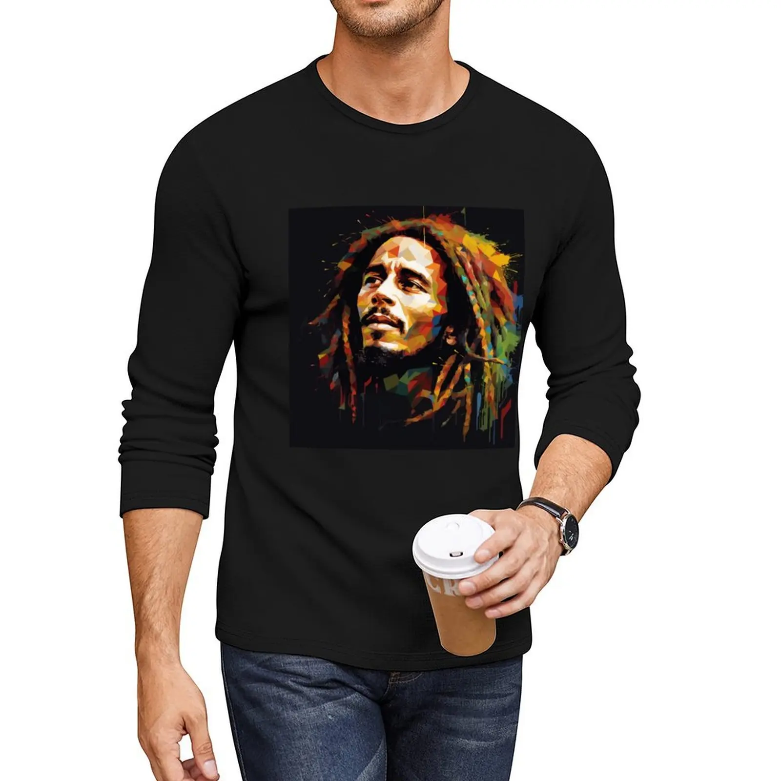 Bob Marley Jamaican Reggae singer, guitarist, and songwriter. Long T-Shirt Oversized t-shirt black t-shirts for men