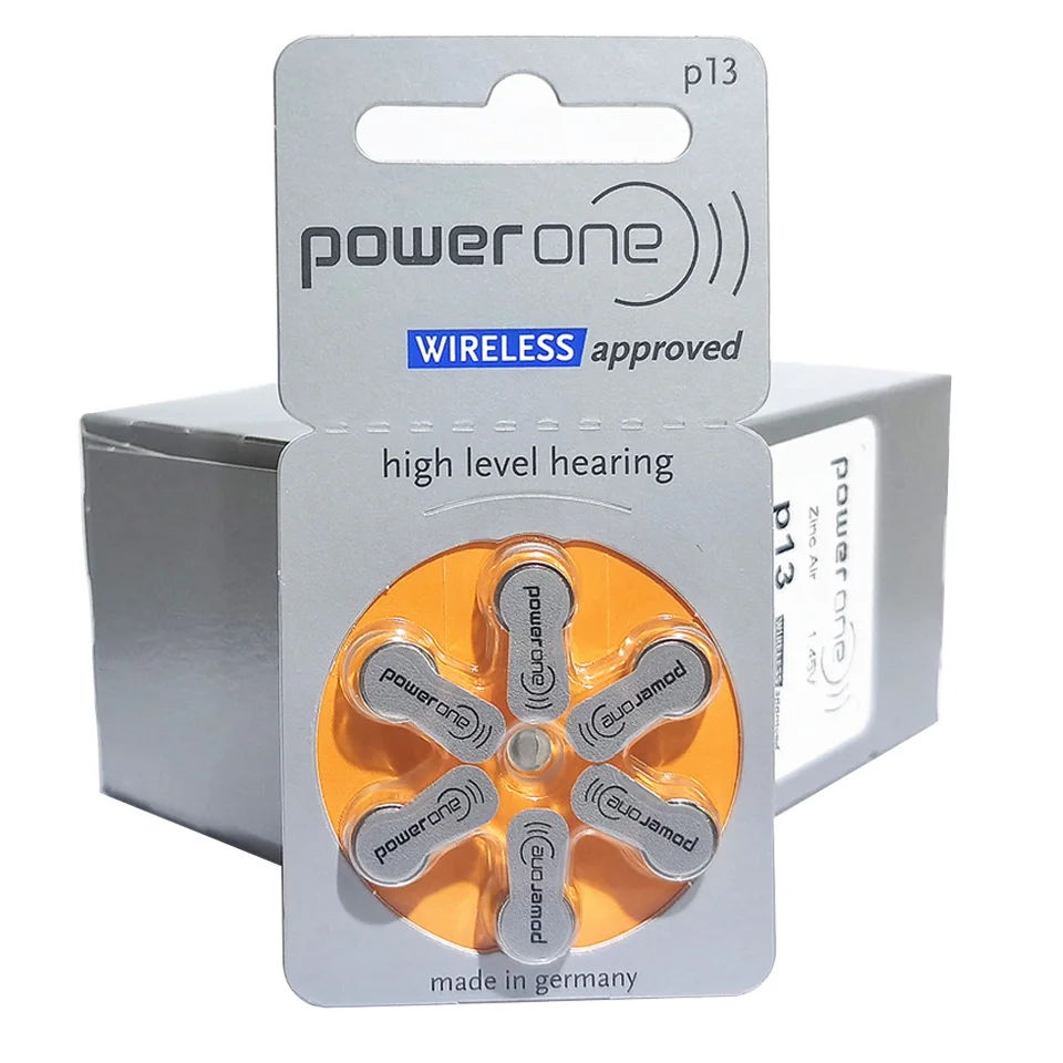 60 PCS Powerone Size 13 A13 Zinc Air Hearing Aid Batteries for BTE ITE Hearing Aids