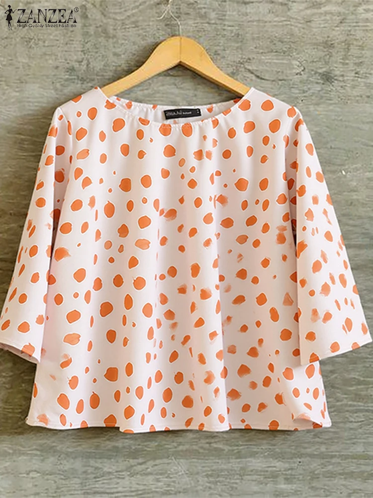 

ZANZEA 2025 Summer Vintage Print Blouse Women Shirts 3/4 Sleeve Casual Loose Autumn Fashion O-Neck Bohemian Tops Ladies Blusas