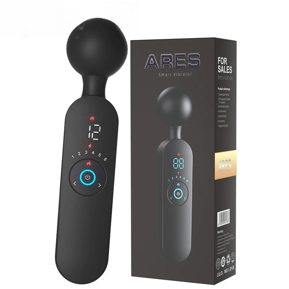 AV Magic Wand Vibrator สําหรับผู้หญิง Clitoris Stimulator ความร้อนที่มีประสิทธิภาพหญิงนวดดิจิตอลจอแสดงผล USB ชาร์จ Sex Toy
