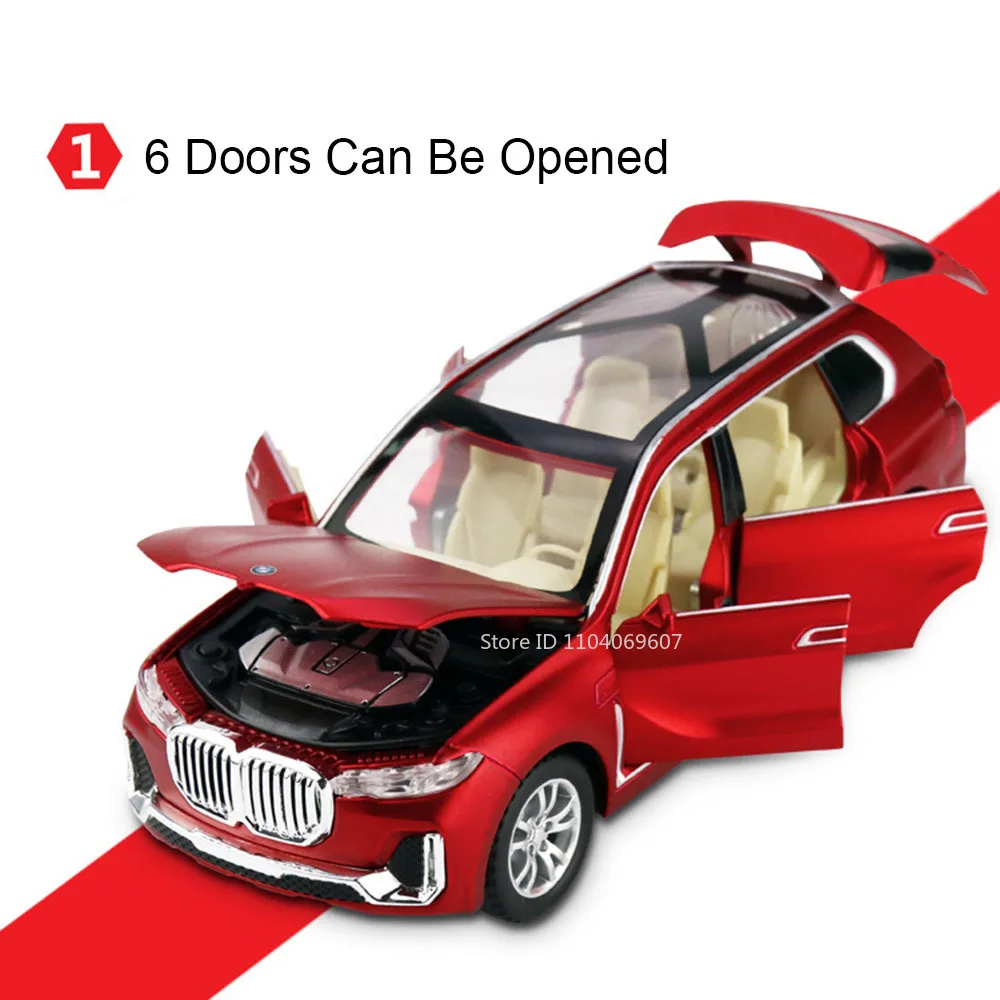 1:32 X7 pressofuso in lega modello macchinine in miniatura SUV 6 porte aperte suono luce tirare indietro fuoristrada per bambini regali