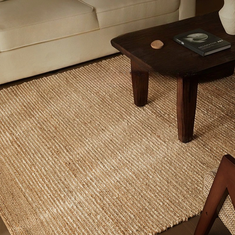 Hand-woven jute carpet medieval style glue-free living room sofa bedroom floor mat