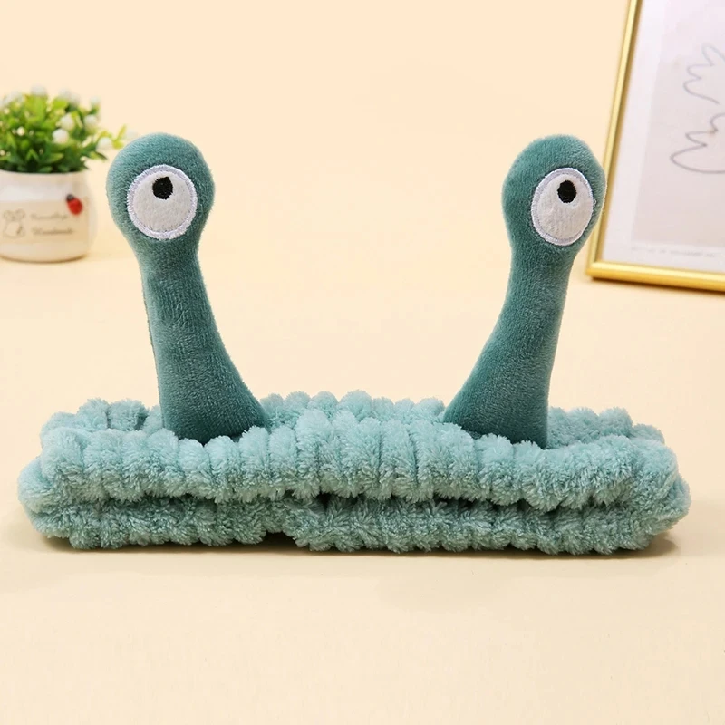 1 Pcs Face Wash Headband,Palm and Snail Spa Hair Bands Makeup Headbands Women Cartoon Cute Coral Fleece Elastic Headband