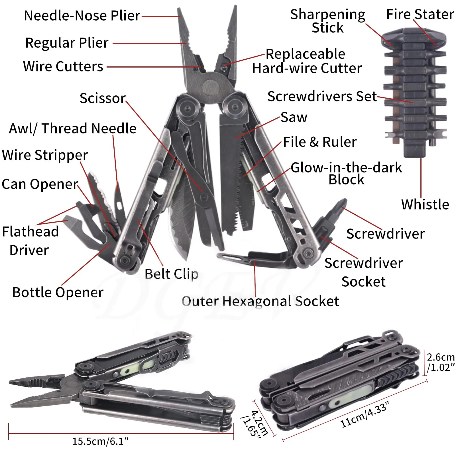 

DGEV Titanium Alloy Multifunctional Pliers CNC Precision Carving Emergency Tool for Outdoor Home Maintenance