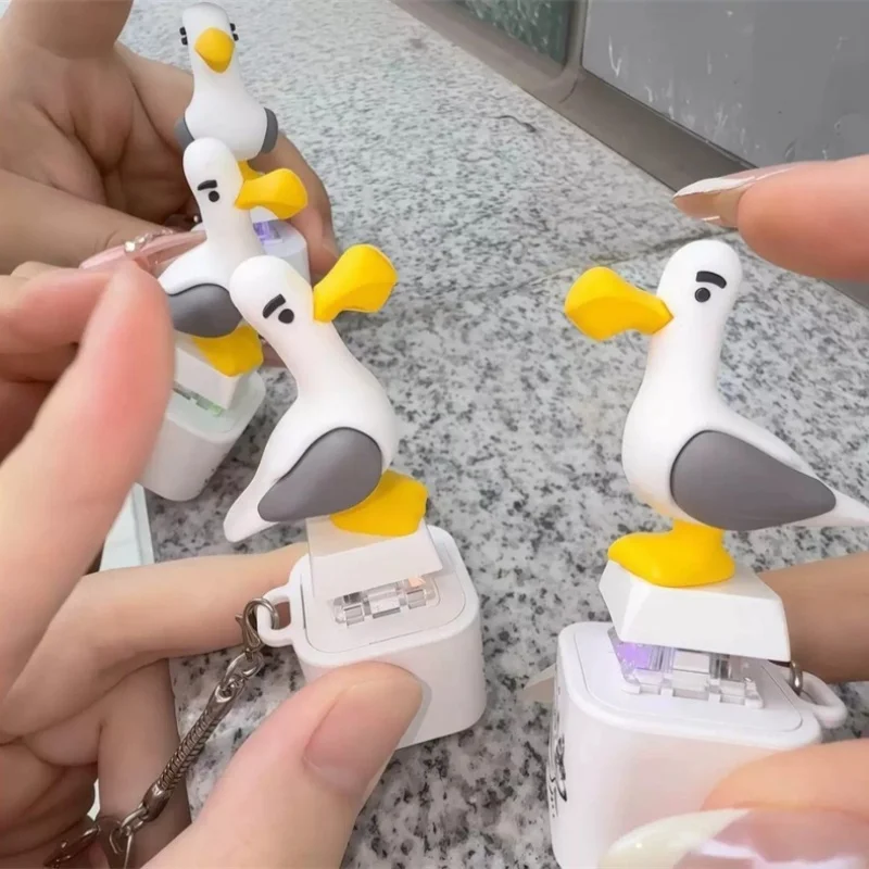 Mine Bird Voice Key Luminou Electronic Keyboard Squishy Toy Relieve Tension Soothe Mood Hanging Backpack Keychain USB Model Gift