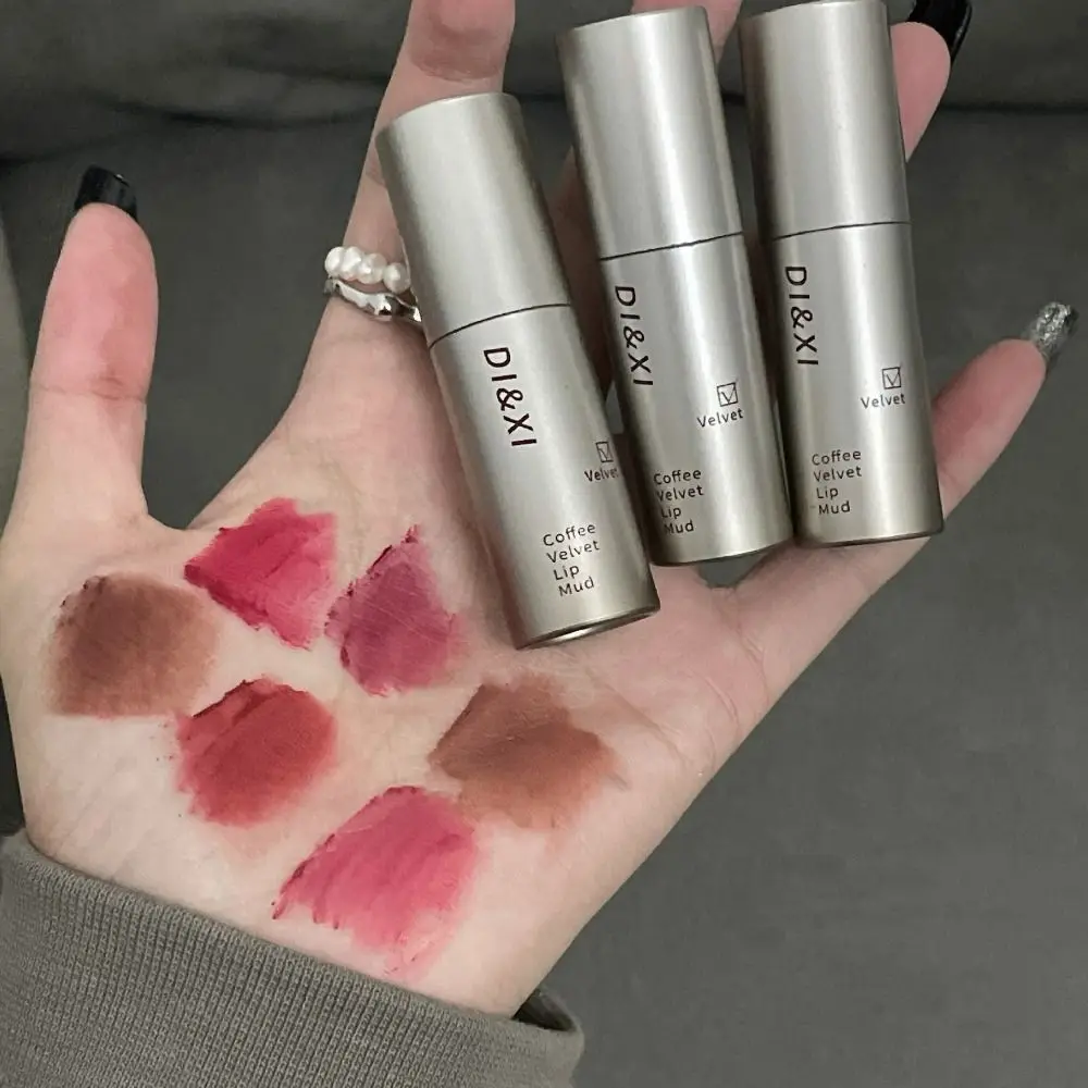Non-Stick Cups Dark Brown Matte Lip Gloss Nude Brown Lips Portable Brown Lip Mud Lipsticks Lasting Waterproof