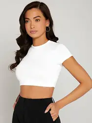 Tight Tops Sexy Crop T-Shirt Summer Woman Short Sleeve Breathable Stretch Soft Females Streetwears Highlighting A Good Figure