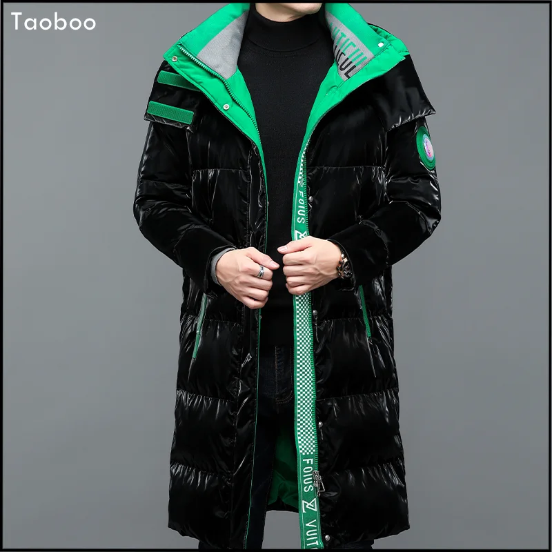 Taoboo Neue Lange Unten jacke männer Winter Mode Casual Männlichen Mantel Lose Feste Hohe Qualität Dick Gepolsterte Mit Kapuze jacken Streetwear