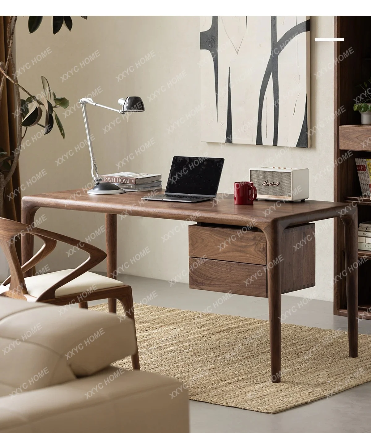 XX L Black Walnut Desk All Solid Wood Writing Table Modern Simple Writing Desk Study Home