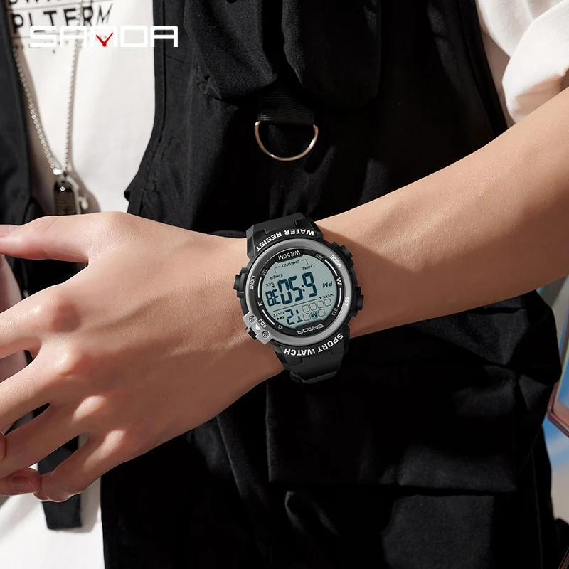 SANDA 2140 Fashion Men's Electronic Watch G Style Sports Multi functional Waterproof LED Men's Digital Electronic Watch view 5