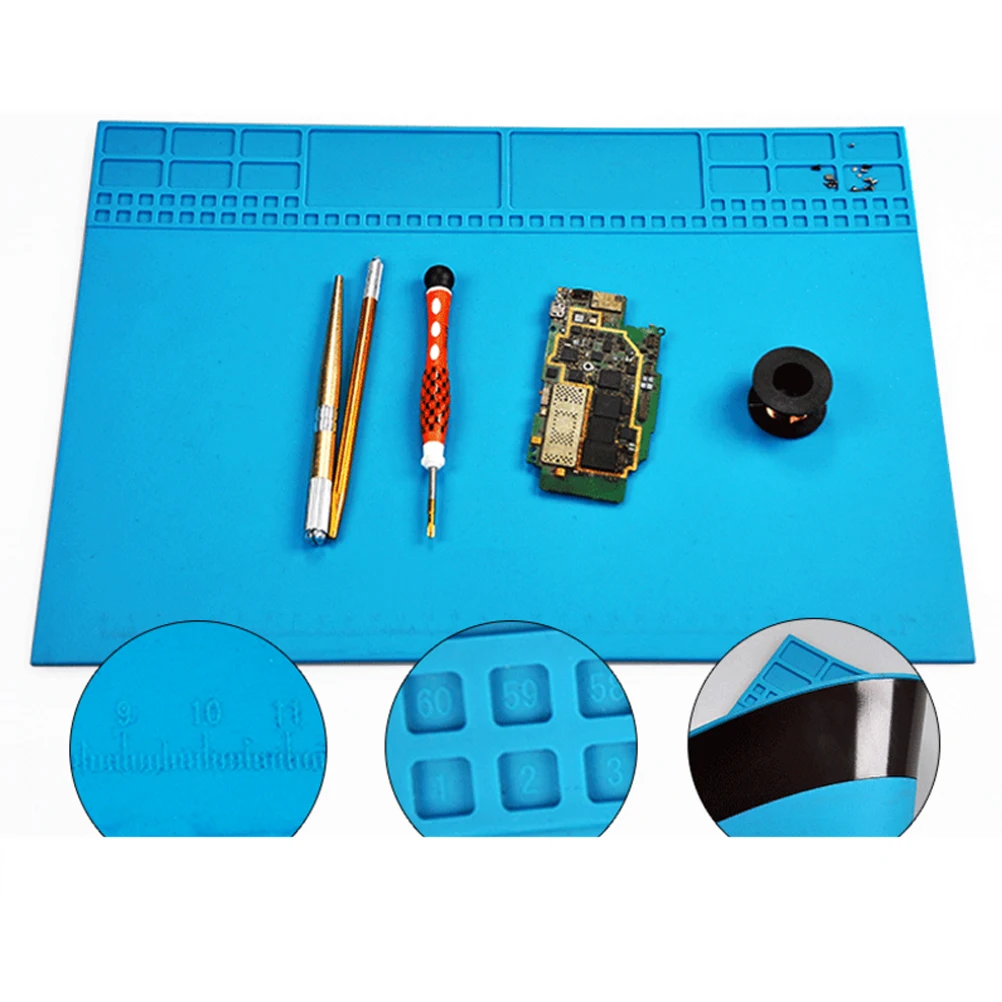 

Large Blue Silicone Solder Mat Cell Phone Repair Workbench Pad Anti-Static Heat Resistant Non-Slip Digital Equipment