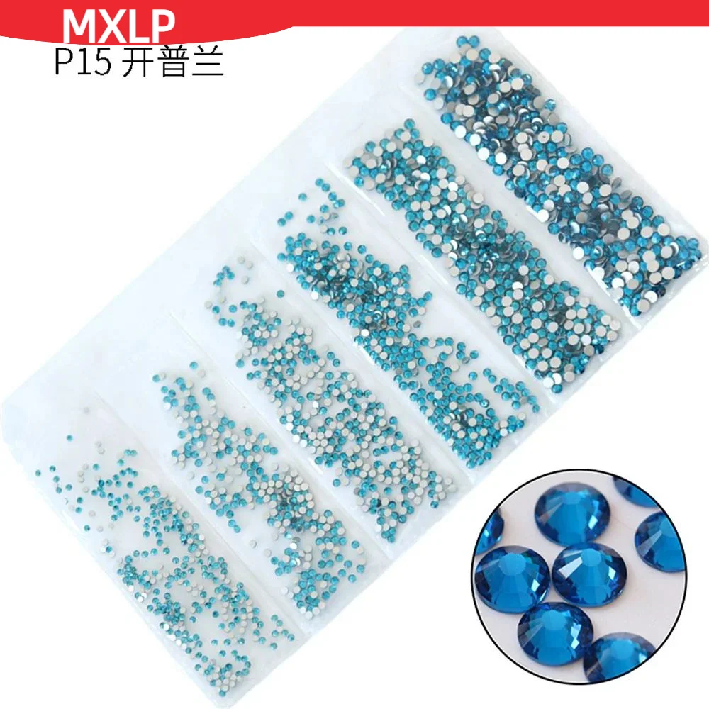 All colors 1200pcs Mix Sizes Crystal AB Non Hotfix Flatback Strass Glitter Nail Art Rhinestones For Clothing Nail Art Decoration