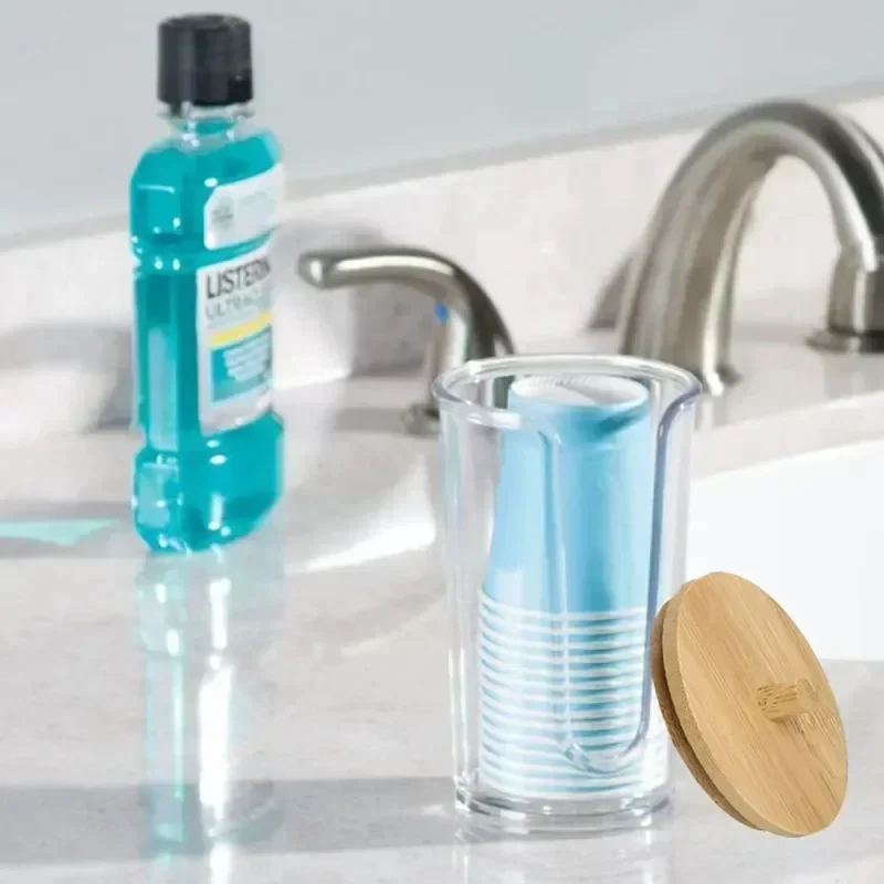 Round Acrylic Organizer with Bamboo Lid 5