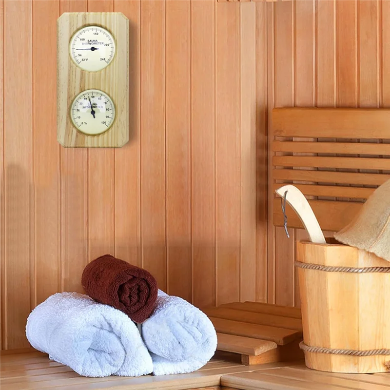 ABJT-Sauna Thermometer Fahrenheit Hygrometer Gauge 2In1 Indoor Home Sauna Thermostat,Sauna For Traditional Sauna,Barrel