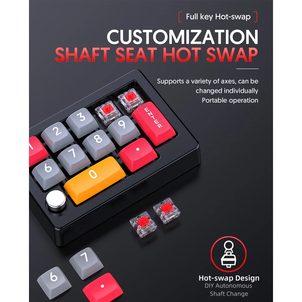 12Keys USB Mini Macro Mechanical Gaming Keyboard, Programming KeyPad with Knobs, RGB LED Backlit KeyPad Macro Support One-Handed