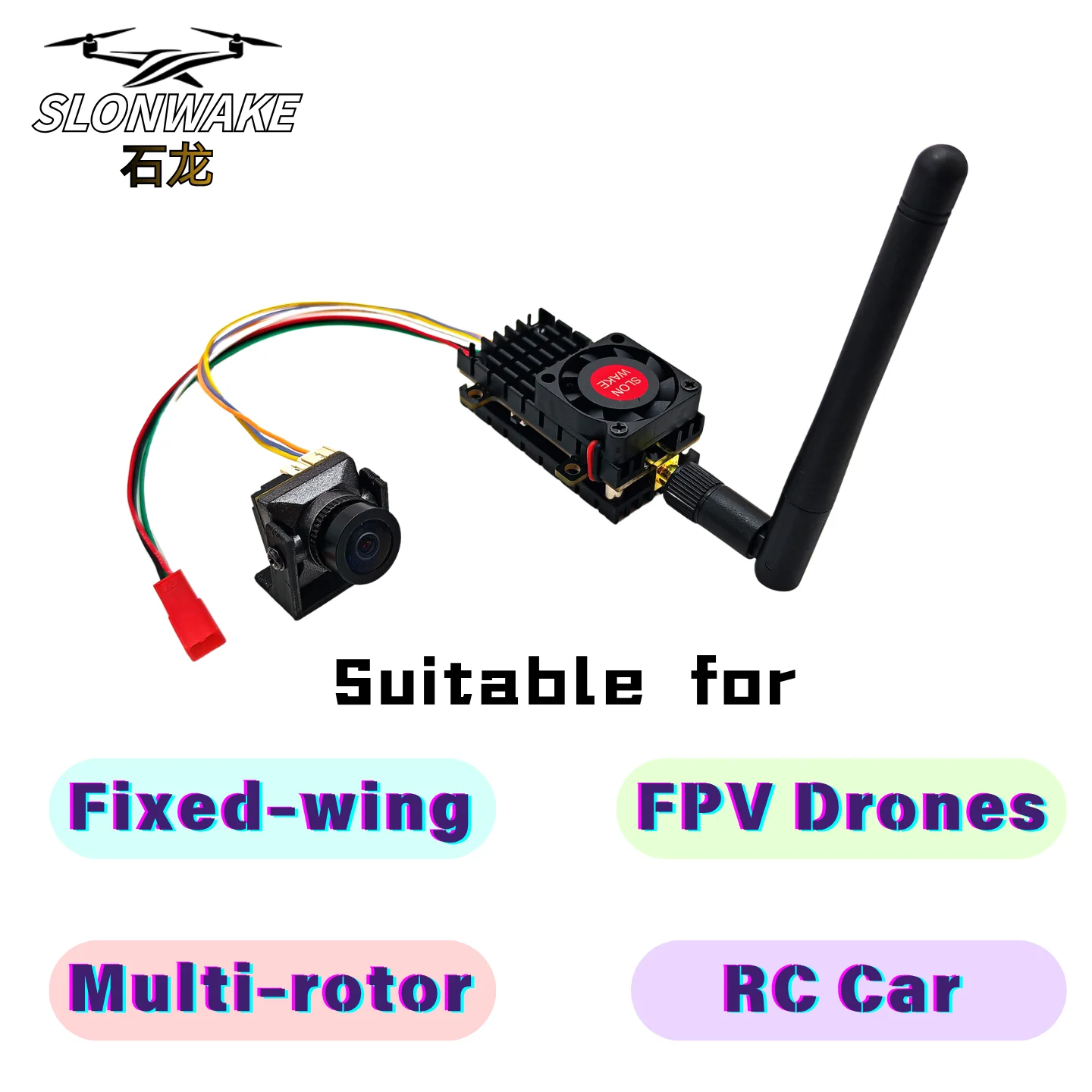 SLONWAKE 3000mW VTX 5.8G 48CH PitMode 200mW/500mW/1000mW/3000mW Output Long Range Transmitter and 1500TVL night vision camera
