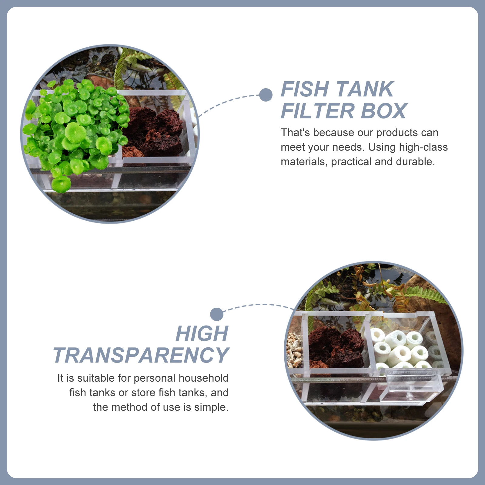 

Aquarium Filter Box High Transparency For Home Office Fish Tank Purification Hanging Filtration System Acrylic Water