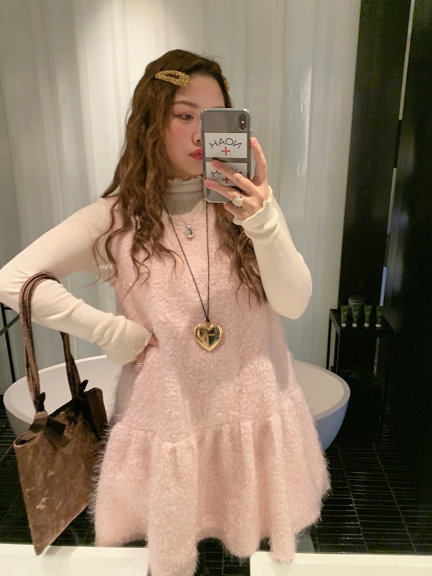 

Fall Winter Woolen Vest Dr Women's Aosphere Feeling Fro Skirt A-Line Midi Dr High Waist Thiened Polyester Wool Blend