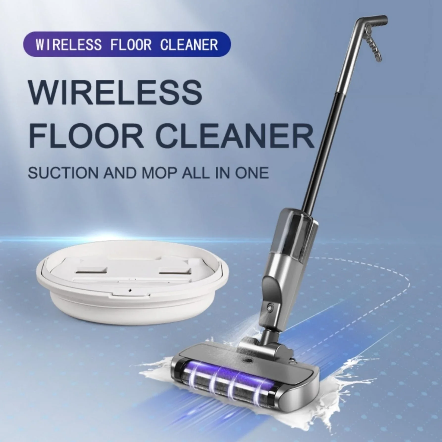 Cordless Electric Mop for Floor Cleaning  with Water Sprayer and UV Sterilization Lamp Rechargeable Floor Scrubber for Hardwood