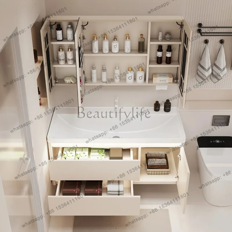 Bathroom Cabinet Ceramic Integrated Basin Bathroom Drawer Style Washstand Basin Combination