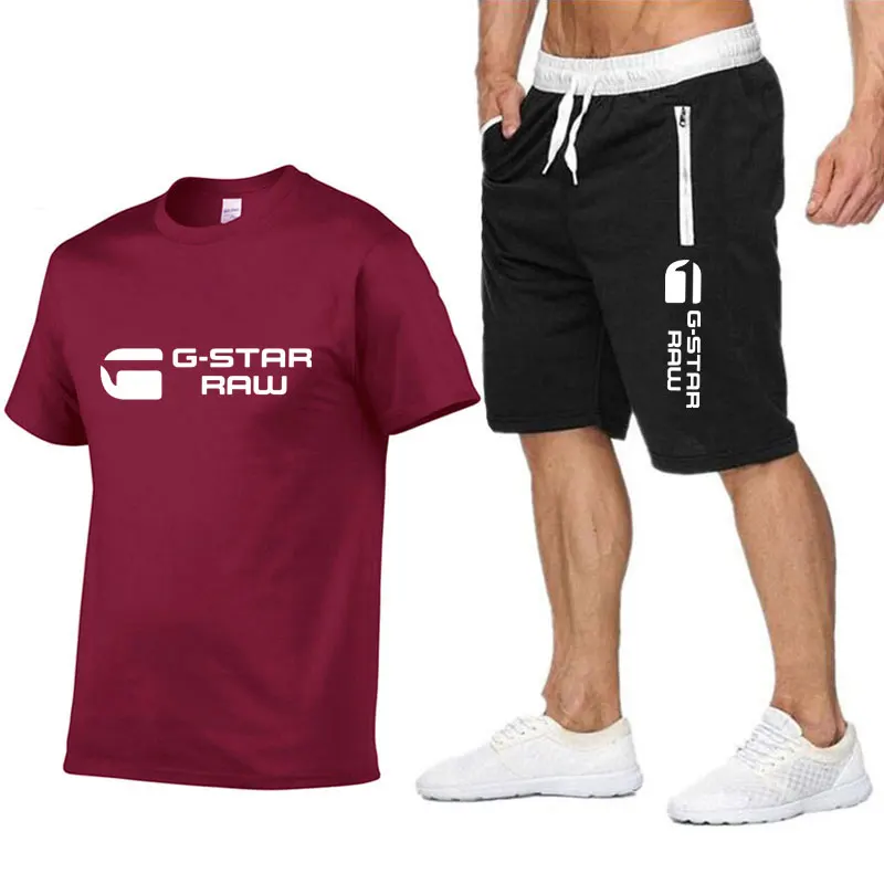 2024 Summer New Men's Tracksuit T-shirts Shorts Sets Suit 2Pcs Gym Leisure Y2K Sportswear Brand Clothes For Men