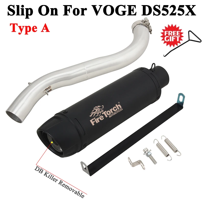 Slip On For VOGE DS525X DS 525X 2023 Motorcycle Exhaust Leovince Escape Systems Modify Link Pipe Carbon Fiber Muffler DB Killer