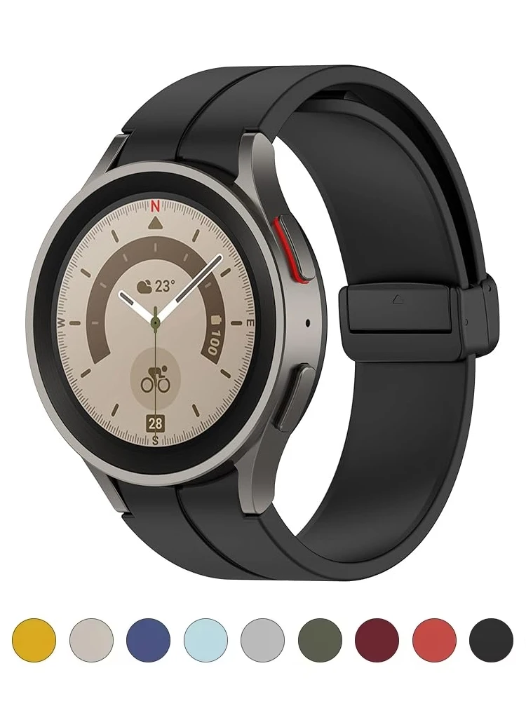Pulseira de Silicone Esportiva com Fecho Magnético para Samsung Watch 7/4/6/5 Pro/6 Classic 44mm 40mm 45 46 42 47 43, Acessórios