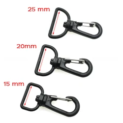10pcs Plastic Swivel Snap Hook For Weave Paracord Lanyard Buckles Backpack Straps Webbing 15mm 20mm 25mm Black