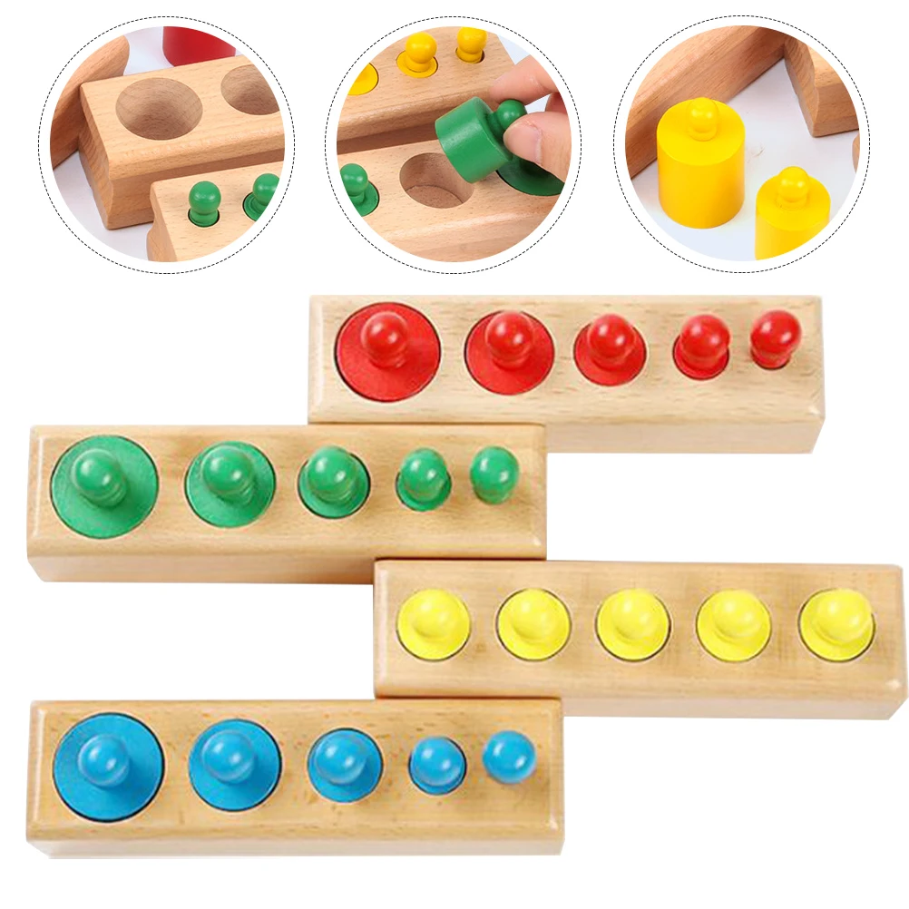 1 conjunto 1 conjunto de madeira educacional colorida montessori para crianças problema resolução habilidade desenvolvimento botão cilindro soquete de madeira