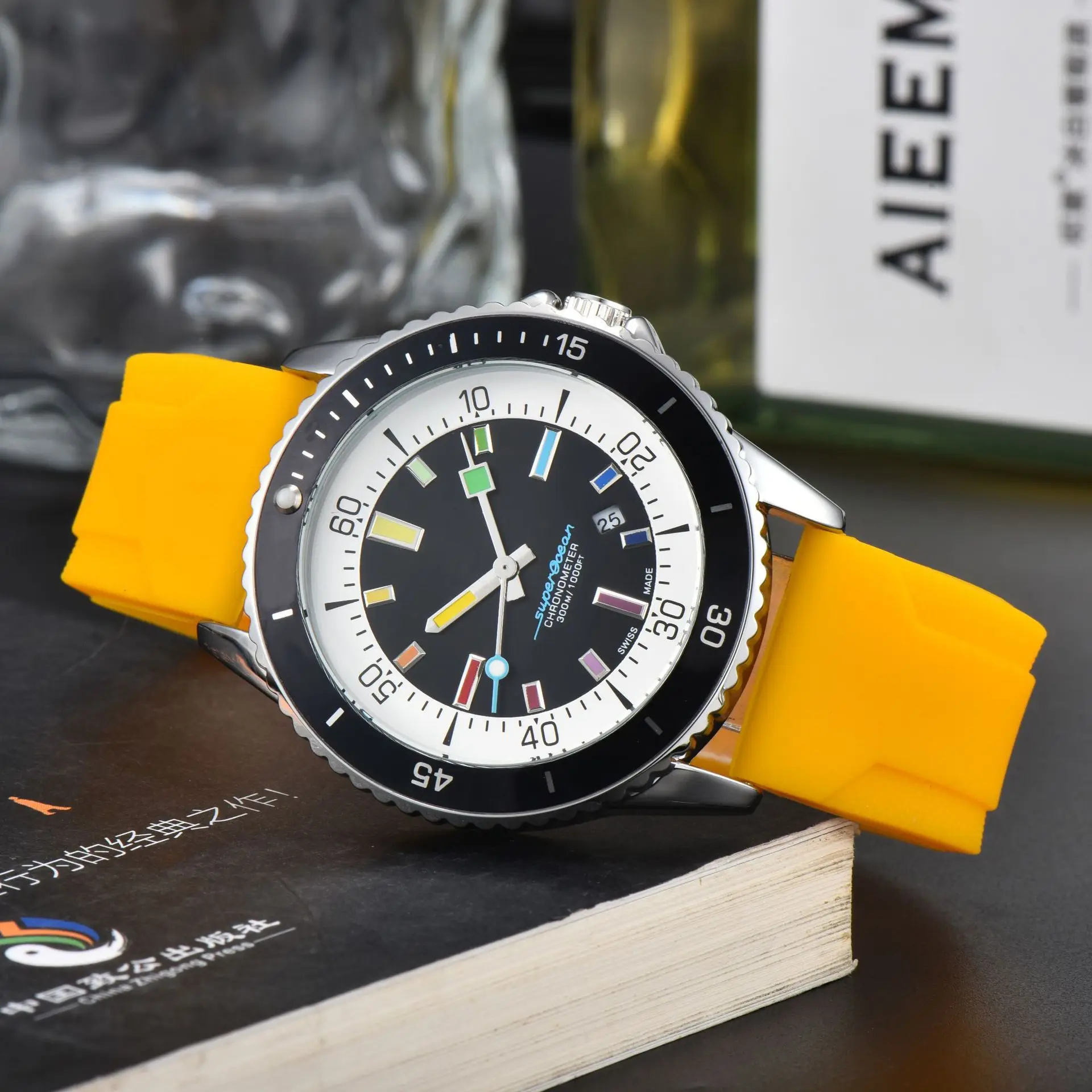 2024 novo relógio automático masculino de luxo, movimento japonês nh36, cristal de safira, aço inoxidável 42mm, 200m à prova d'água