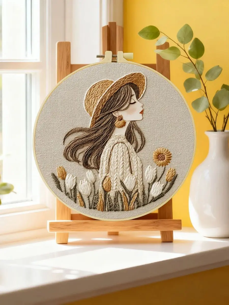 1 Stück 20x20 cm/15x15 cm 7,87/6,3 Zoll Stickerei-Starter-Kit für Frauen, DIY-Kit, Stickerei-Set, Bastelset für Anfänger – Detail 6