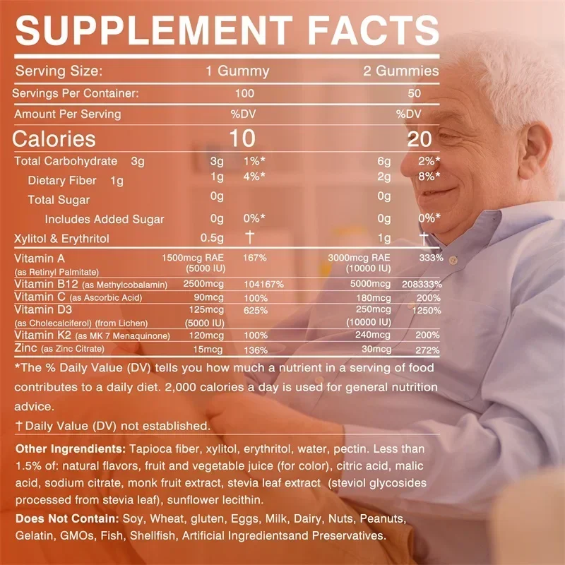 Vitamin D3+K2+B12 Gummies - Supports Bone and Muscle Health, Teeth and Skin, Joint Supplementation, Bone Regeneration