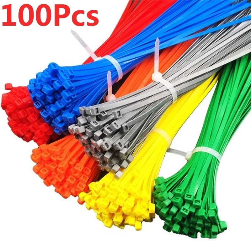 100Pcs Self Locking Nylon Cable Ties Fasten Loop Cable Organizer Binding Belt Hardware Corrosion ResistanceWire Cable Tie