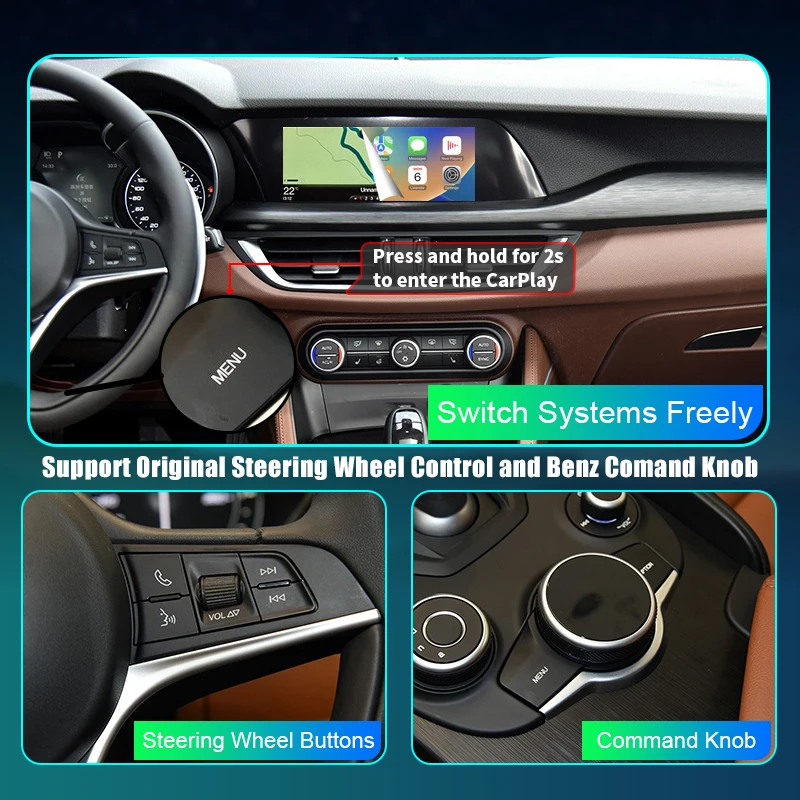 Newest Wireless Carplay  Android Auto Mirror Link AirPlay Car Play Function for Alfa Romeo Stelvio & Giulia 2014-2019 Models