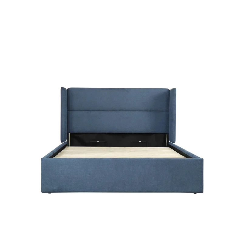 # Hot Sale Spanish Style Twin Bed Frame Soft Sky Blue Up-holstered Beds Solid Wood Bed Kids Bedding Set with Storage