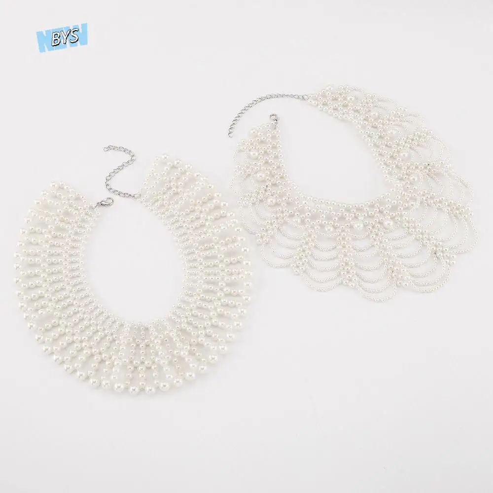 

Fashion Bohemian Style Weave Pearl Necklace Beads Choker Pearl Collar Jewelry Multi-layered Women's Clavicle Chain Women
