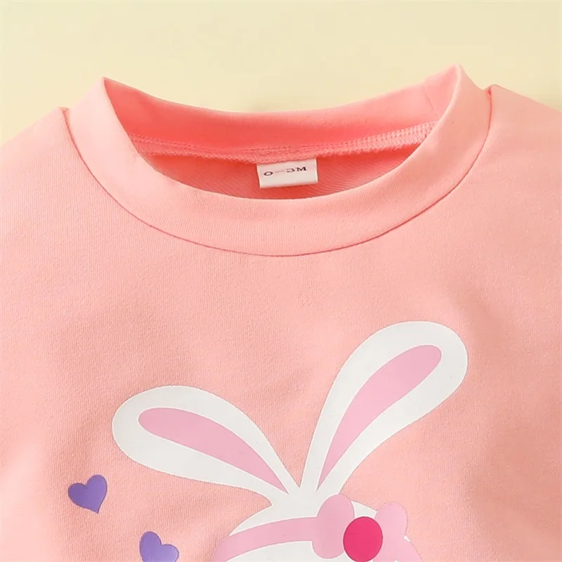 My 1st Newborn Baby Girls Easter Day Outfit Short Sleeve Bunny Romper Rabbit Onsie Bodysuit Shirt