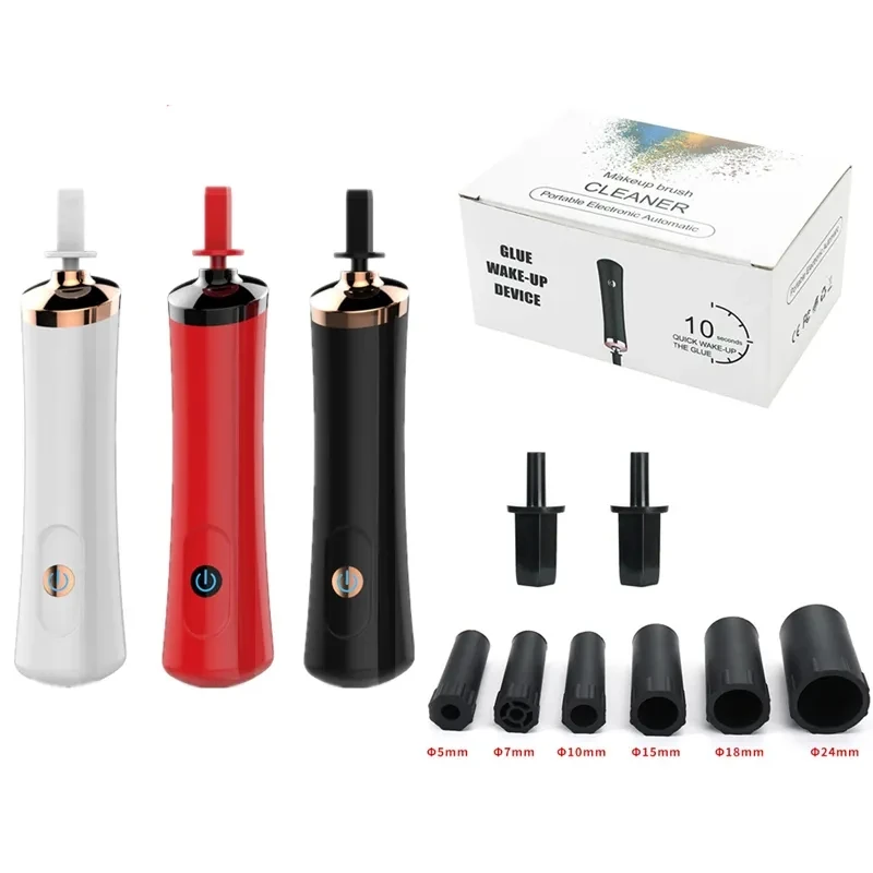 Electric Eyelash Glue Shaker For Nail Polish Tattoo Ink Pigment Shaking Machine with 2pcs Connector 6pcs Glue Cover Die