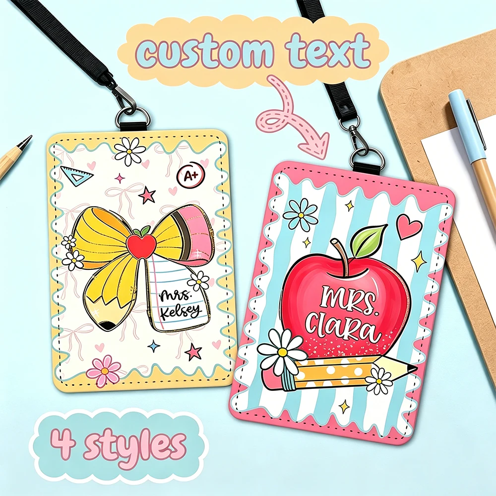 Custom Name Badge Holders,Personalized ID Card Sleeves With Editable Teacher Names,Perfect Gifts For Teacher Appreciation