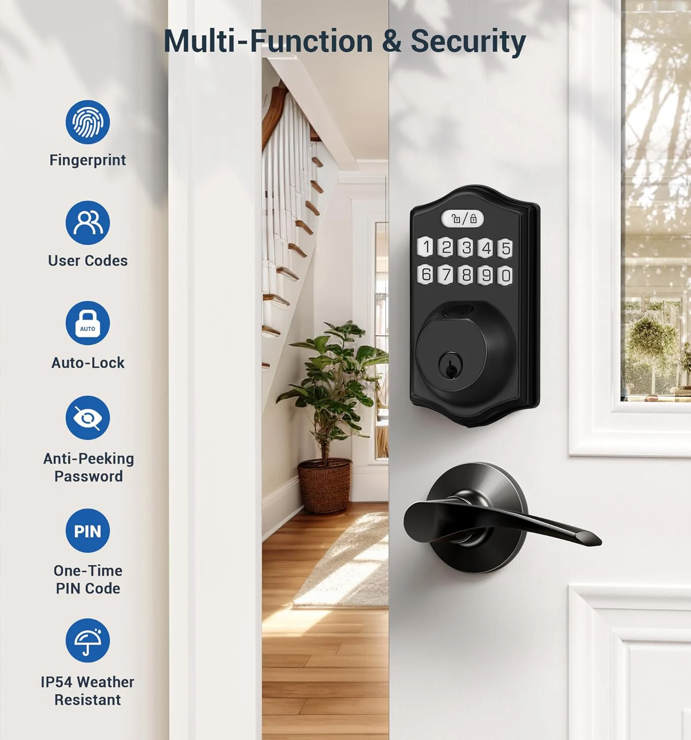 Tuya Smart Deadbolt Lock Keypad Smart Lock Fingerprint Deadbolt with App Keyless Entry for Front Door Security for Home House