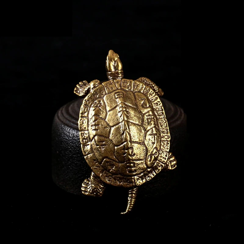 Retro Brass Tortoise Ornament Statue Metal Animal Sculpture Home Office Decoration Ornament Tea Pet Crafts