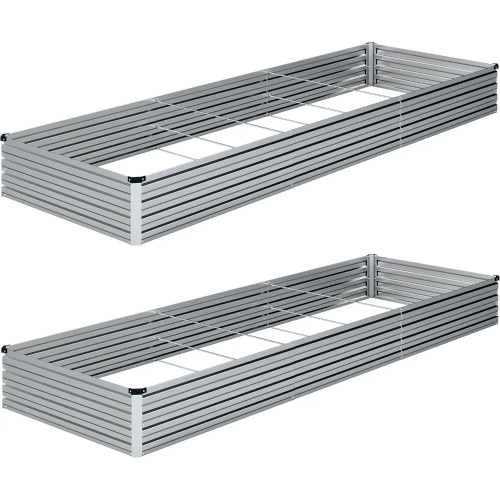 

Galvanized Raised Garden Bed Kit, Metal Planter Boxes for Vegetables, Flowers, Herbs - Silver (10x3x1FT, 2 PCS)
