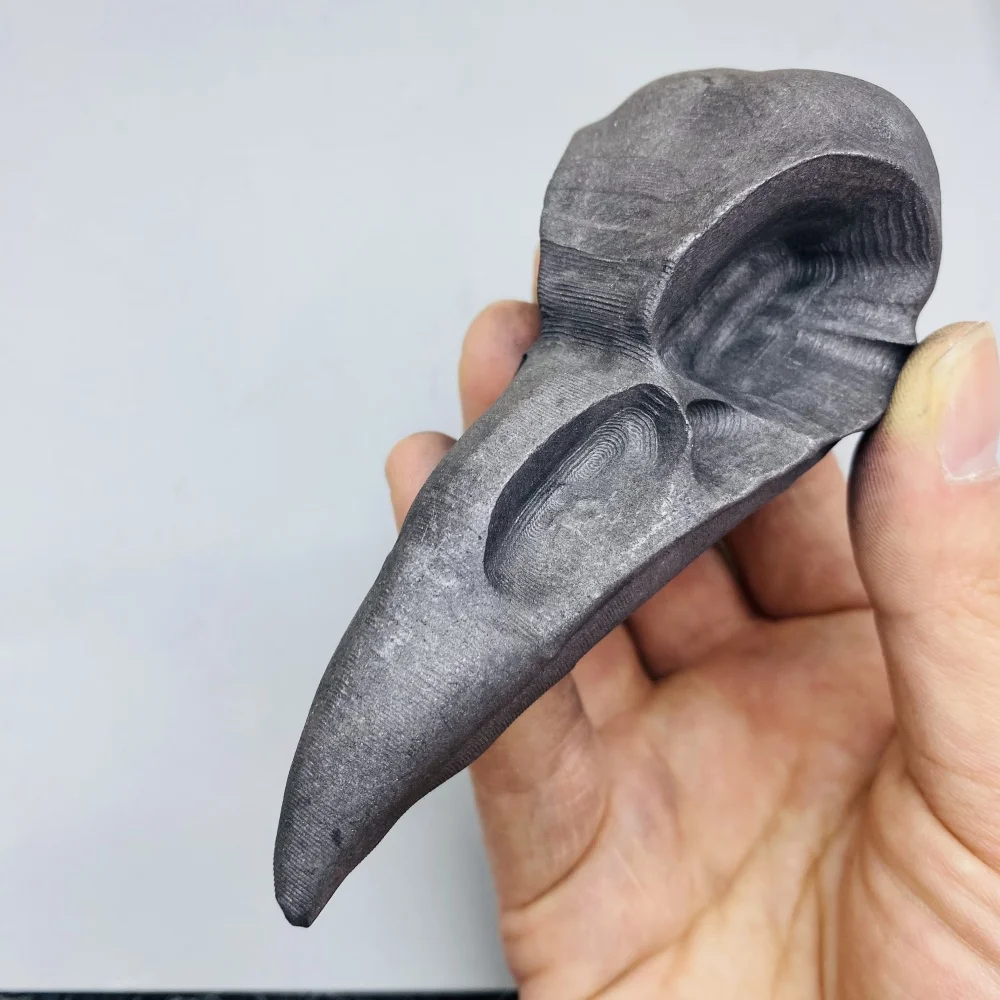 

Natural Crystal Black Shungite Crow Skull Statue Hand-carved Energy Room Decoration Witchcraft Crystals Stone Ornament Gift