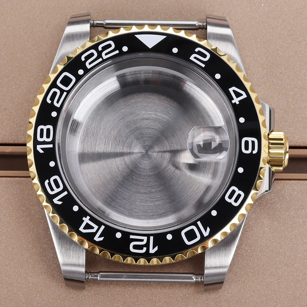 

NH35 40mm 20ATM Diver Watch Case Ceramic Bezel Sapphire Crystal For GMT NH35 NH36 NH38 NH34 Movements PVD Gold Watch Accessories