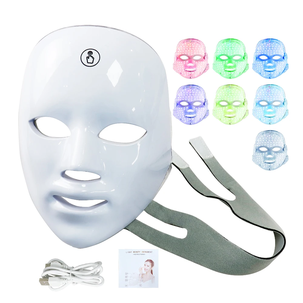 7 Colors LED Facial Mask Anti Acne Therapy Skin Rejuvenation Wrinkle Removal Face Beauty Mask Photon Therapy Face Skin Care Mask