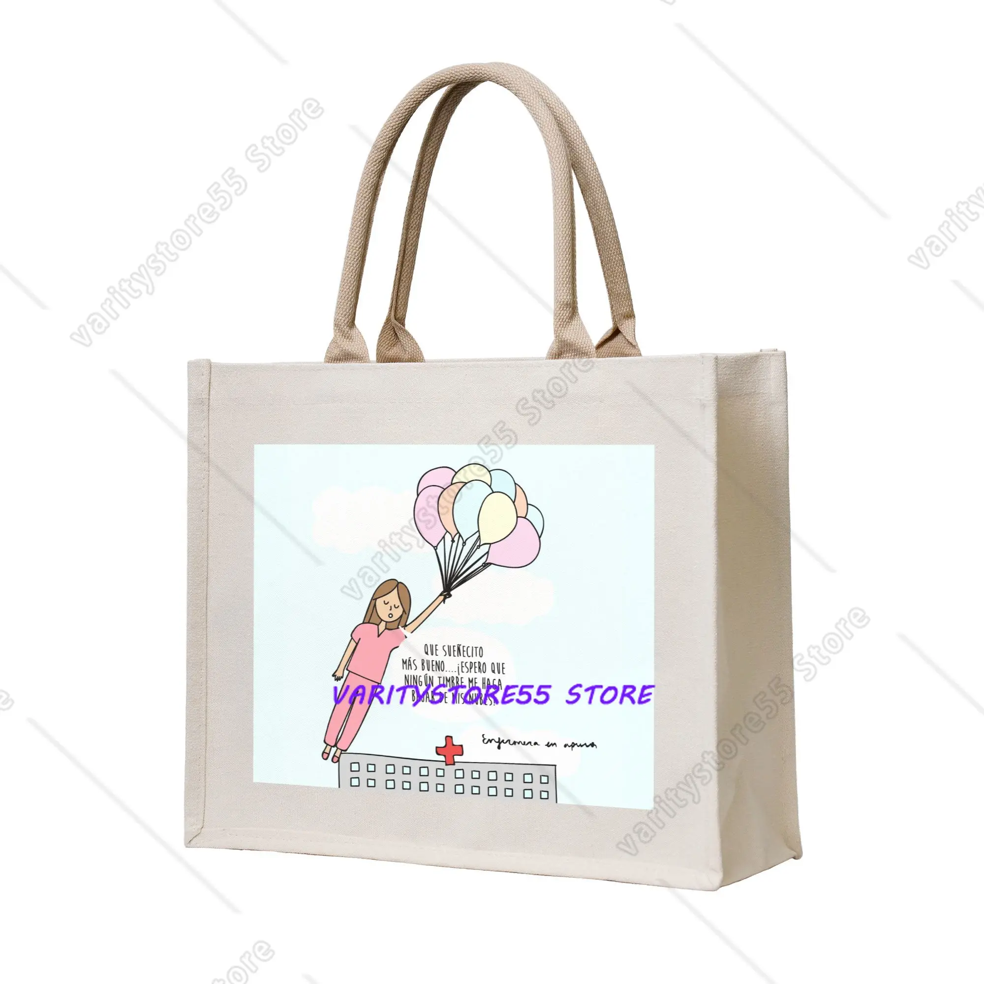 Cute Enfermera En Apuros Doctor Nurse Medical Shopping Tote Bag Portable  Groceries Shopper Shoulder Bag