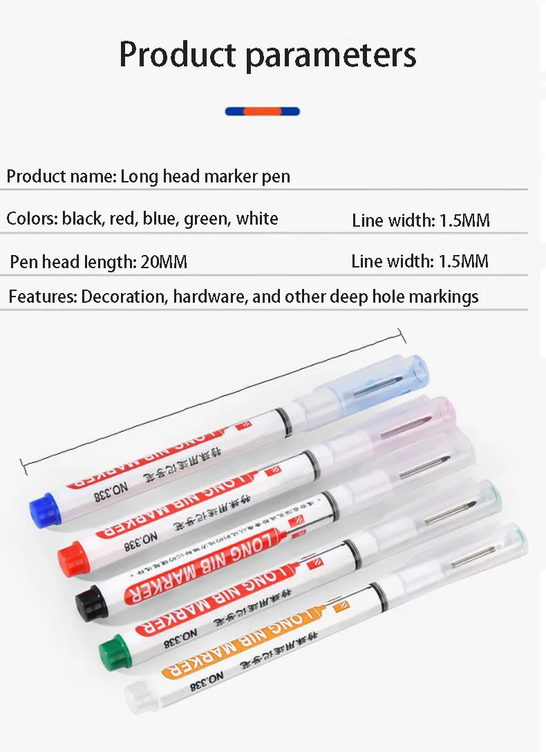 Marqueur à pointe longue pour site huileux, crayon de marquage spécial maçon, séchage rapide, étanche et allongement du vert à l'huile, travail de calcul